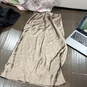 Babaton Shimmering Tan Midi Skirt aritzia